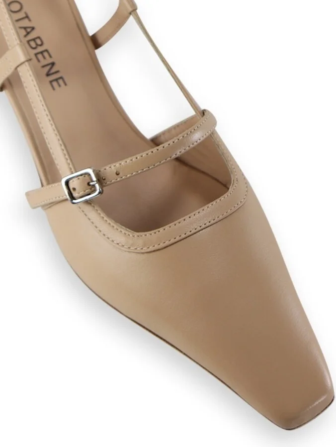Neutrals Elenne Slingback Stilettos, Nude Leather - Image 5