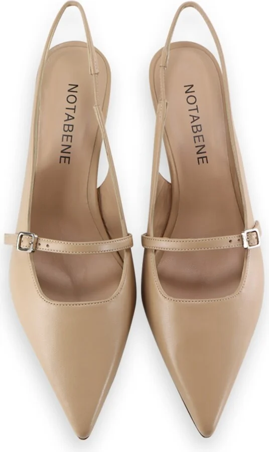 Neutrals Elina Slingback Stilettos, Nude Leather - Image 3