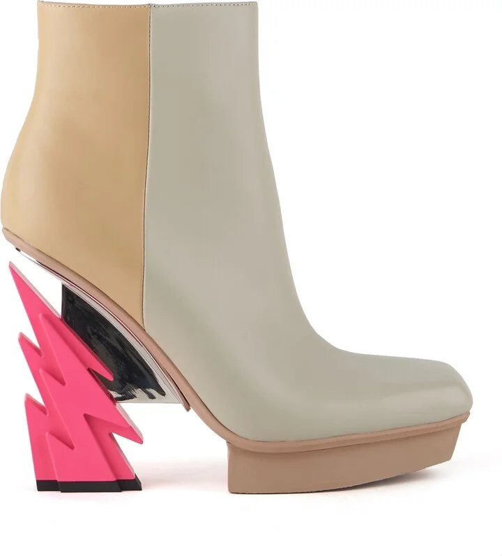 Neutrals Glam Square Boot - Chalk