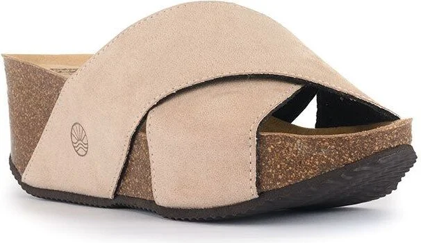 Neutrals Inis - Vegan Wedge Crossover Platform Slider - Natural