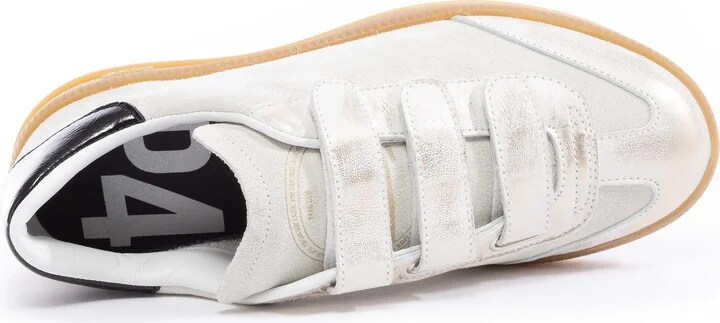 Neutrals Monza Velcro Cream Shine Sneaker - Image 4