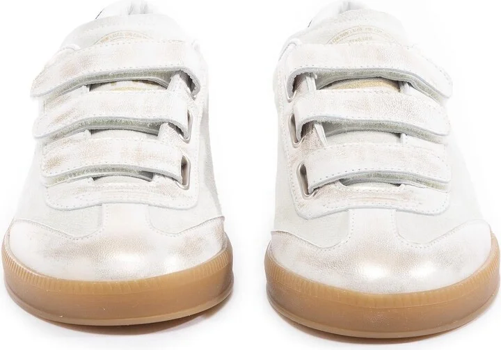 Neutrals Monza Velcro Cream Shine Sneaker - Image 5