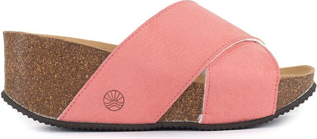 Neutrals / Pink / Purple Inis - Vegan Wedge Crossover Platform Slider - Salmon - Image 3