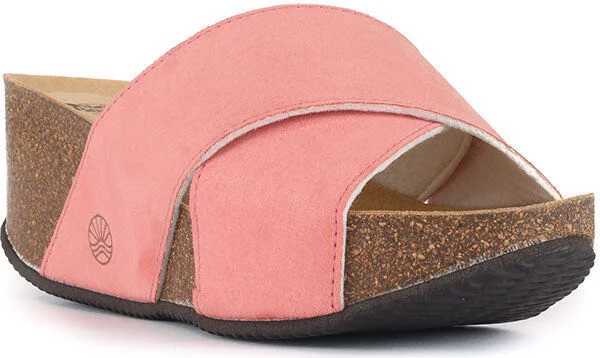 Neutrals / Pink / Purple Inis - Vegan Wedge Crossover Platform Slider - Salmon