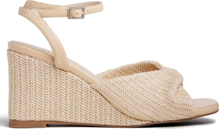 Neutrals / White Mona Beige Comfortable Wedge Wedding Sandal - Image 3