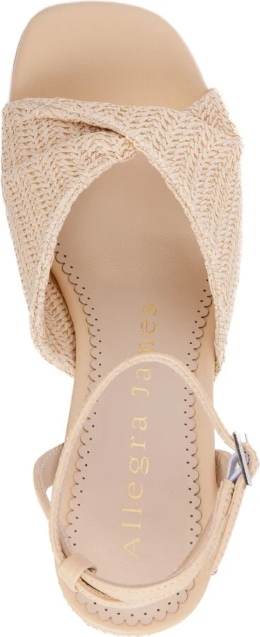 Neutrals / White Mona Beige Comfortable Wedge Wedding Sandal - Image 4