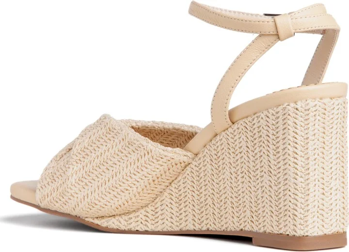 Neutrals / White Mona Beige Comfortable Wedge Wedding Sandal - Image 5