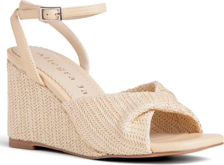 Neutrals / White Mona Beige Comfortable Wedge Wedding Sandal