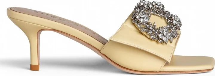 Neutrals / Yellow Harper Jeweled Yellow Dressy Comfortable Leather Sandal - Image 3