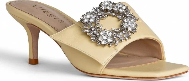Neutrals / Yellow Harper Jeweled Yellow Dressy Comfortable Leather Sandal