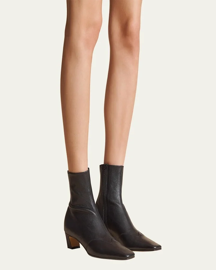 Nevada Stretch Leather Ankle Booties - Image 7