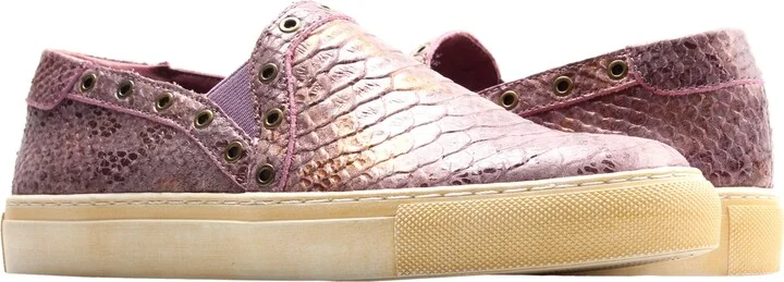 Neve Purple Gold Snake Print Leather Women's Slip-On Sneaker