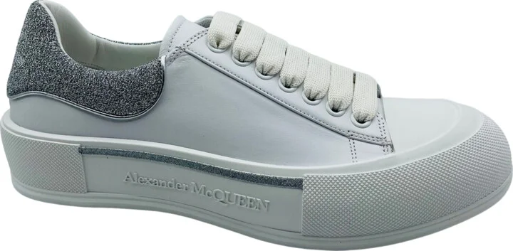 New Alexander McQueen Men's Ivory Leather Sneakers EU 43/US 10 - Image 2