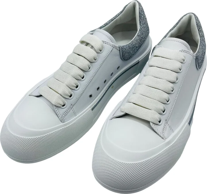 New Alexander McQueen Men's Ivory Leather Sneakers EU 43/US 10 - Image 4