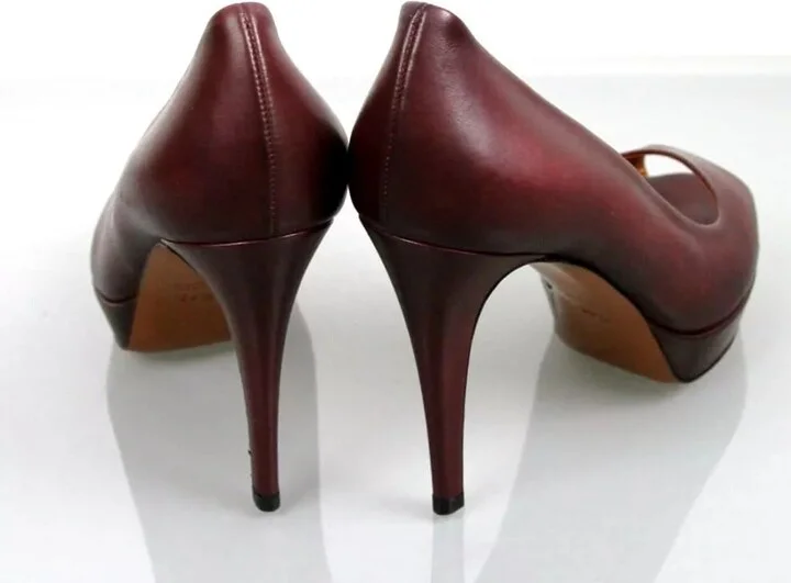 New Authentic GUCCI Betty Open-Toe Platform Pump SHOES Plum 8 - Image 7