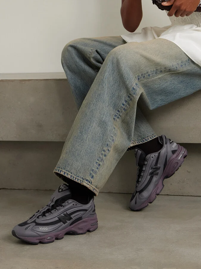 New Balance - 1000 Faux Leather And Mesh Sneakers - Gray - Image 2