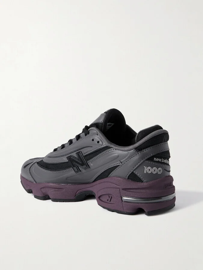 New Balance - 1000 Faux Leather And Mesh Sneakers - Gray - Image 3