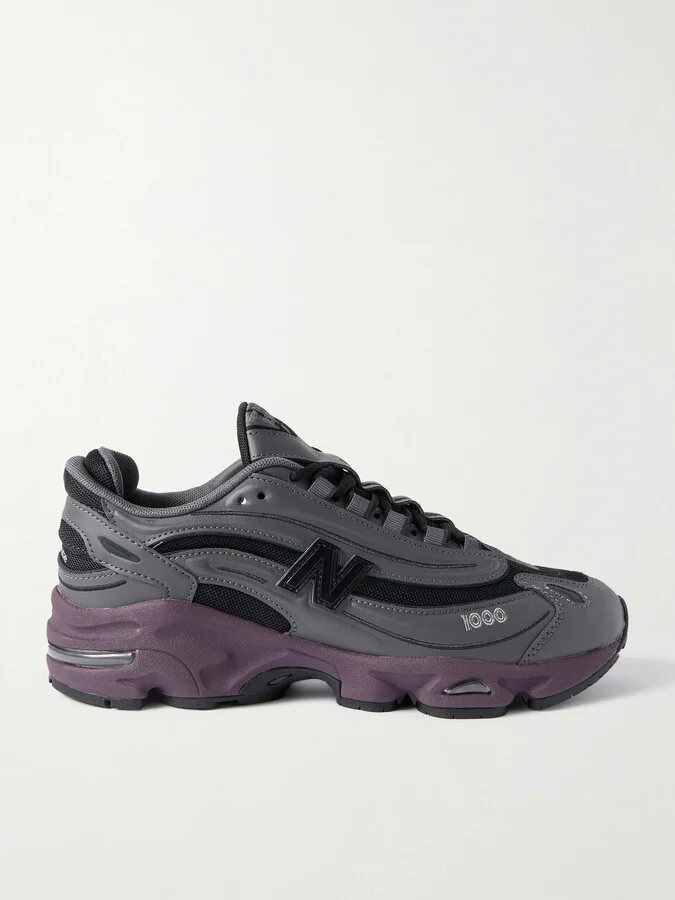 New Balance - 1000 Faux Leather And Mesh Sneakers - Gray
