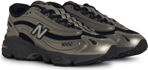 New Balance '1000' Silver Leather Blend Sneakers - Image 2