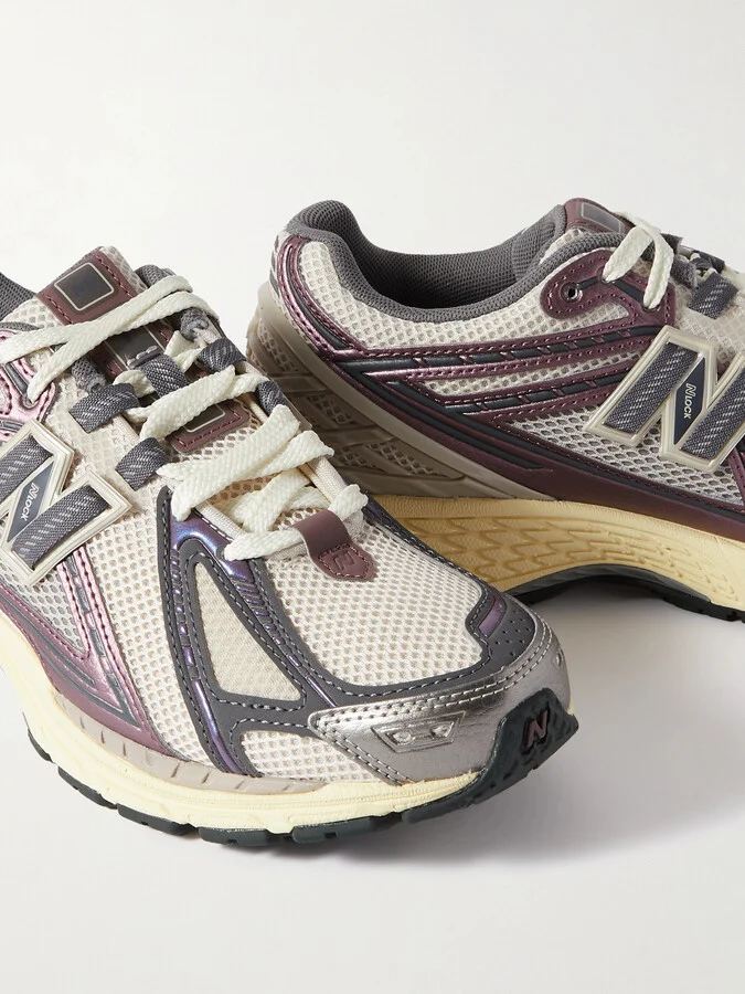 New Balance - 1906 Metallic Faux Leather-trimmed Mesh Sneakers - Purple - Image 4