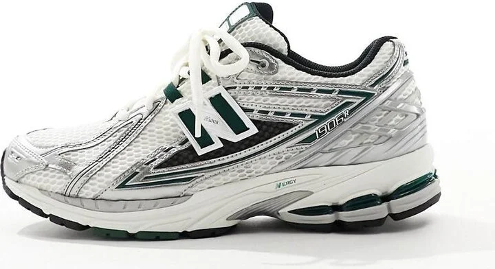 New Balance 1906 sneakers in white with silver and green details - Image 2
