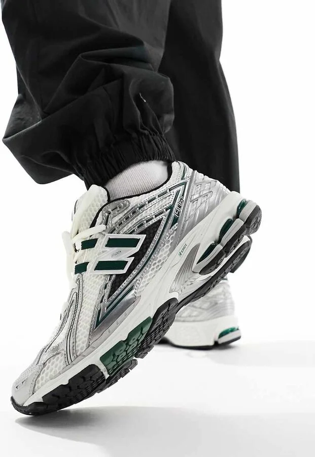 New Balance 1906 sneakers in white with silver and green details - Image 3