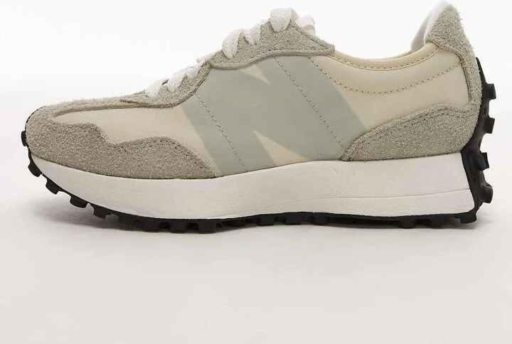 New Balance 327 sneakers in beige with pale green and gray detail - Image 2