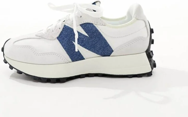 New Balance 327 sneakers in off white with denim blue detail - Image 2