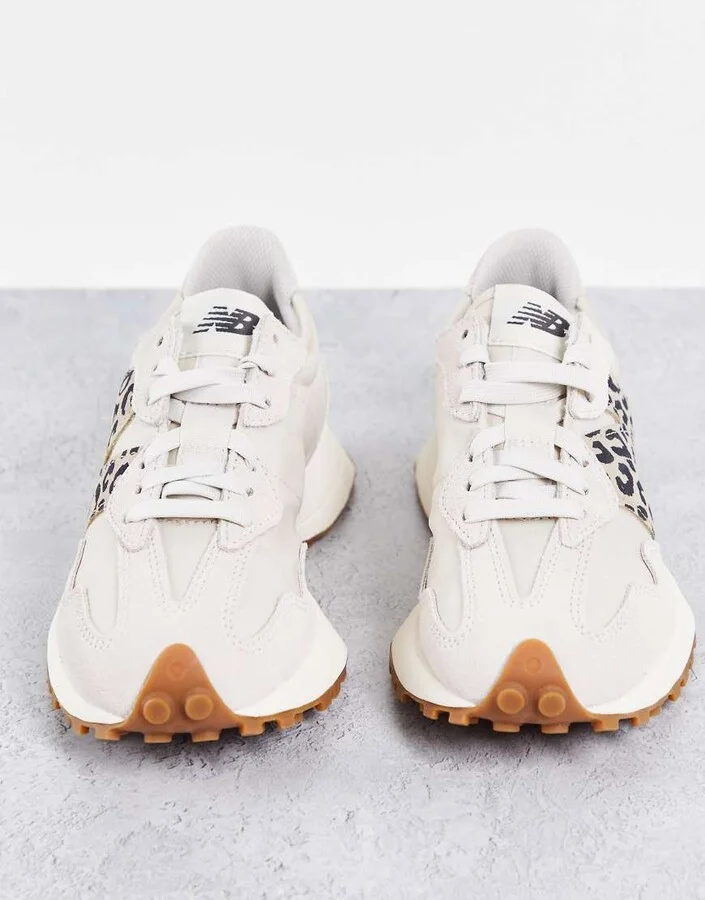 New Balance 327 sneakers in off-white with leopard print detail - Image 3