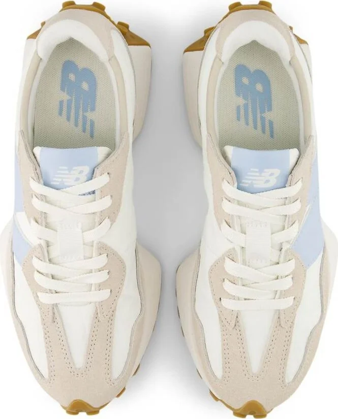 New Balance 327 sneakers in white with beige and baby blue detail - Image 3