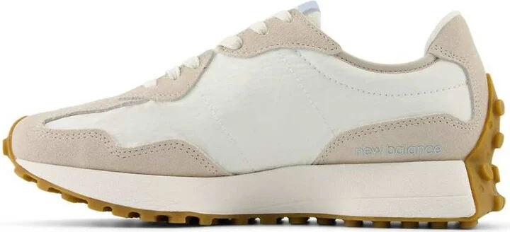 New Balance 327 sneakers in white with beige and baby blue detail - Image 4
