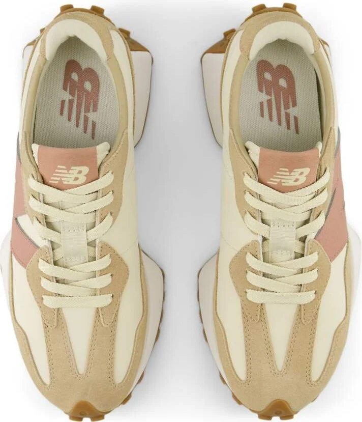 New Balance 327 sneakers in white with brown and red detail - Image 3