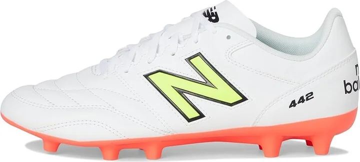 New Balance 442 Academy FG V2 Soccer Cleats Men's Soccer Shoes White/Energy Red/Hi-Lite : 7.5 D - Medium, Synthetic - Image 6
