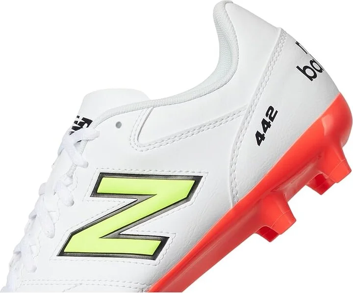 New Balance 442 Academy FG V2 Soccer Cleats Men's Soccer Shoes White/Energy Red/Hi-Lite : 7.5 D - Medium, Synthetic - Image 7