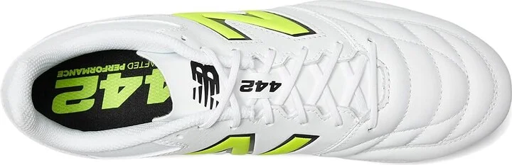New Balance 442 Team FG V2 Soccer Cleats Men's Soccer Shoes White/Energy Red/Hi-Lite : 8.5 D - Medium, Textile - Image 2
