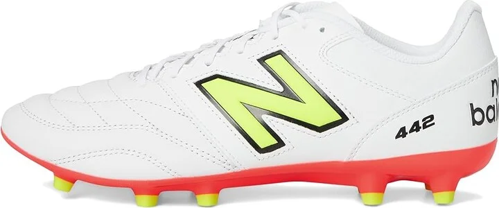 New Balance 442 Team FG V2 Soccer Cleats Men's Soccer Shoes White/Energy Red/Hi-Lite : 8.5 D - Medium, Textile - Image 6