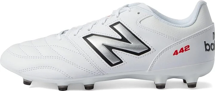 New Balance 442 V2 Team FG Soccer Cleats Men's Shoes White/Black : 6.5 D - Medium, Leather - Image 6
