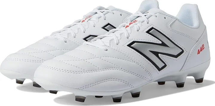 New Balance 442 V2 Team FG Soccer Cleats Men's Shoes White/Black : 6.5 D - Medium, Leather