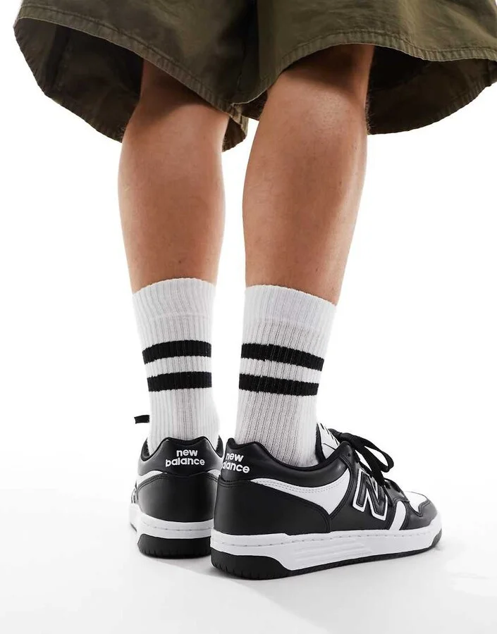 New Balance 480 sneakers in black and white - Image 4