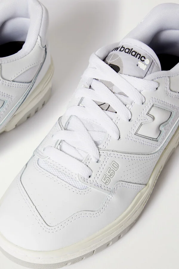 New Balance - 550 Mesh-trimmed Leather Sneakers - White - Image 4