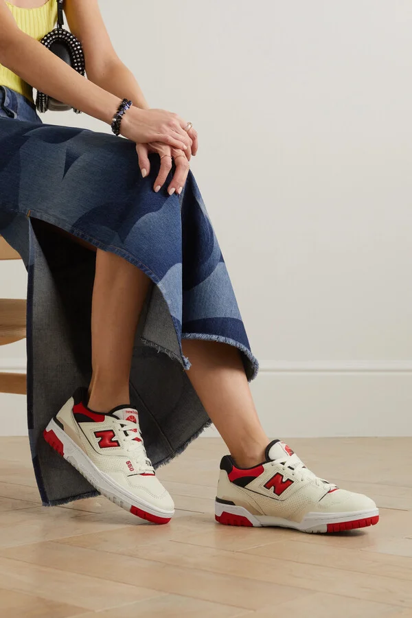 New Balance - 550 Mesh-trimmed Leather Sneakers - White - Image 2