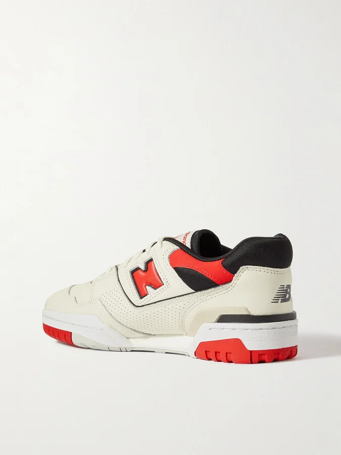 New Balance - 550 Mesh-trimmed Leather Sneakers - White - Image 3