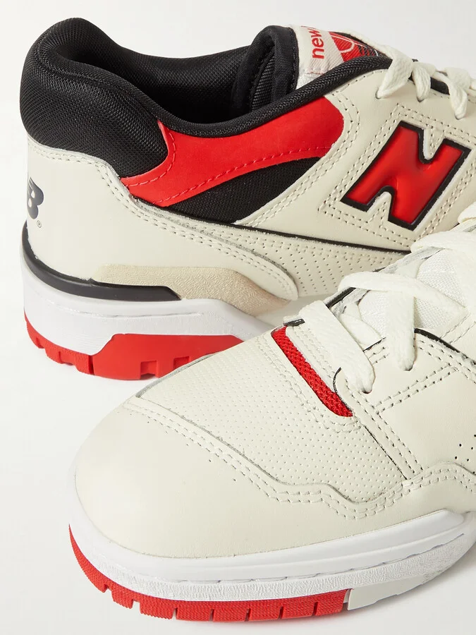 New Balance - 550 Mesh-trimmed Leather Sneakers - White - Image 4