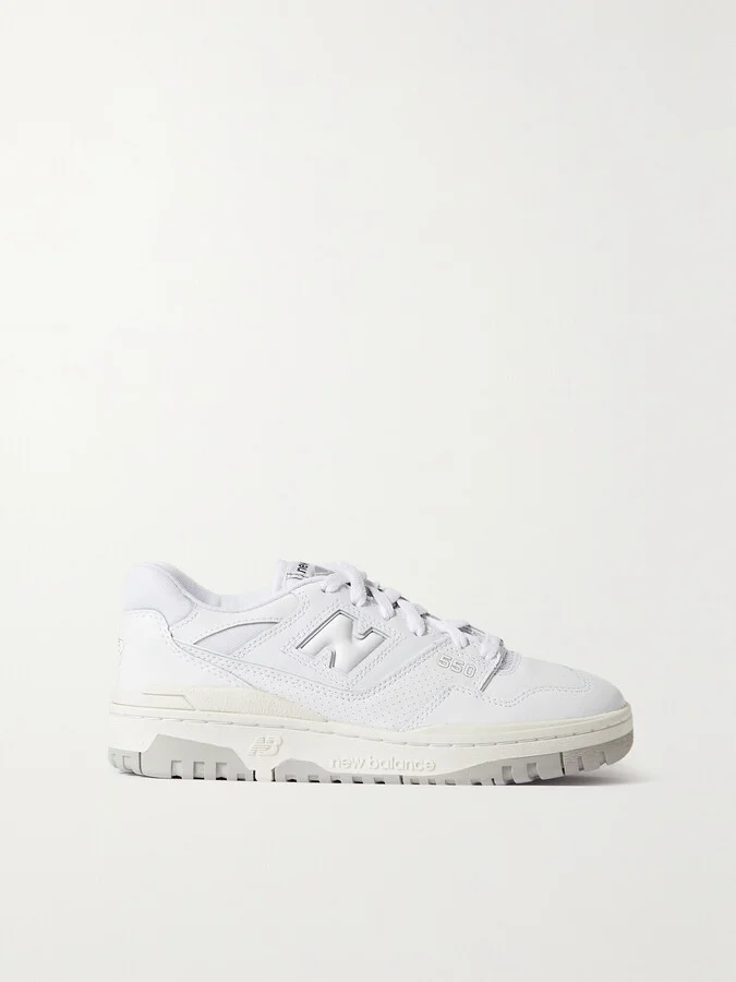 New Balance - 550 Mesh-trimmed Leather Sneakers - White