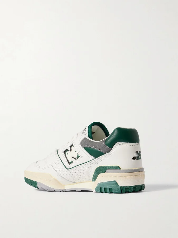 New Balance - 550 Perforated Distressed Smooth And Textured-leather Sneakers - White - Image 3