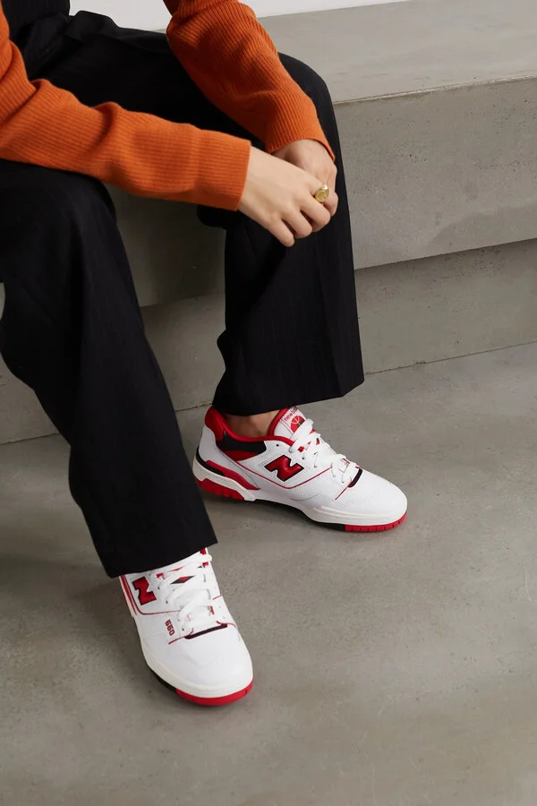 New Balance - 550 Perforated Leather And Mesh Sneakers - White - Image 2