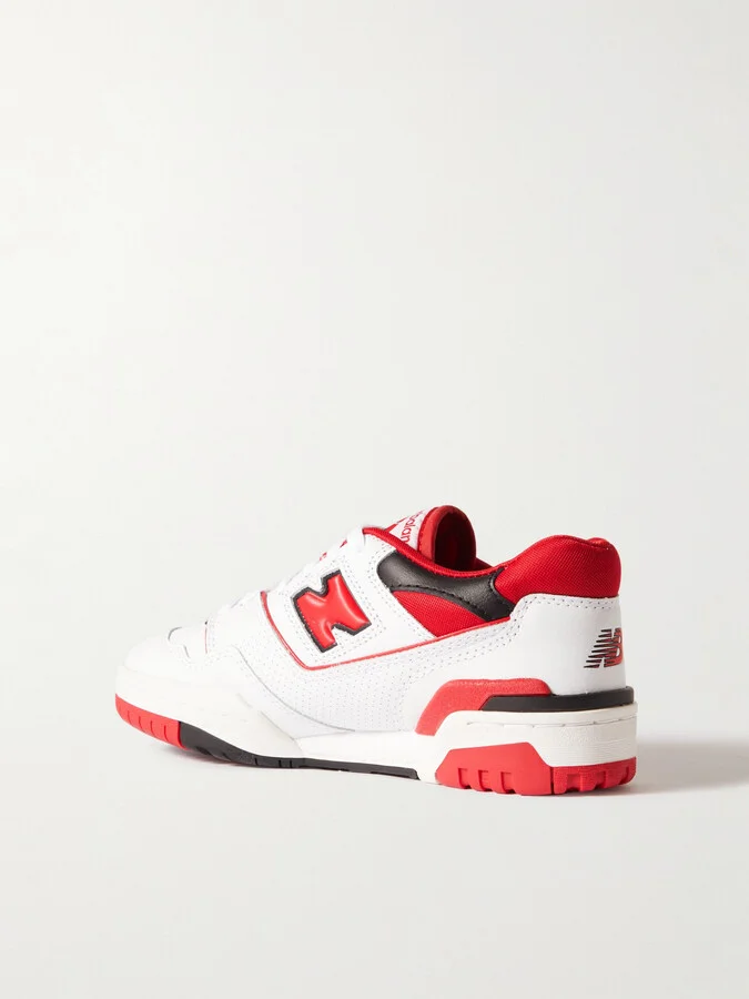New Balance - 550 Perforated Leather And Mesh Sneakers - White - Image 3