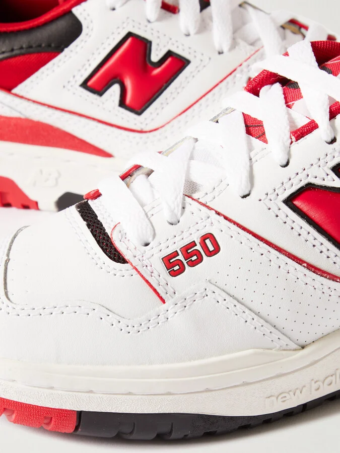 New Balance - 550 Perforated Leather And Mesh Sneakers - White - Image 4