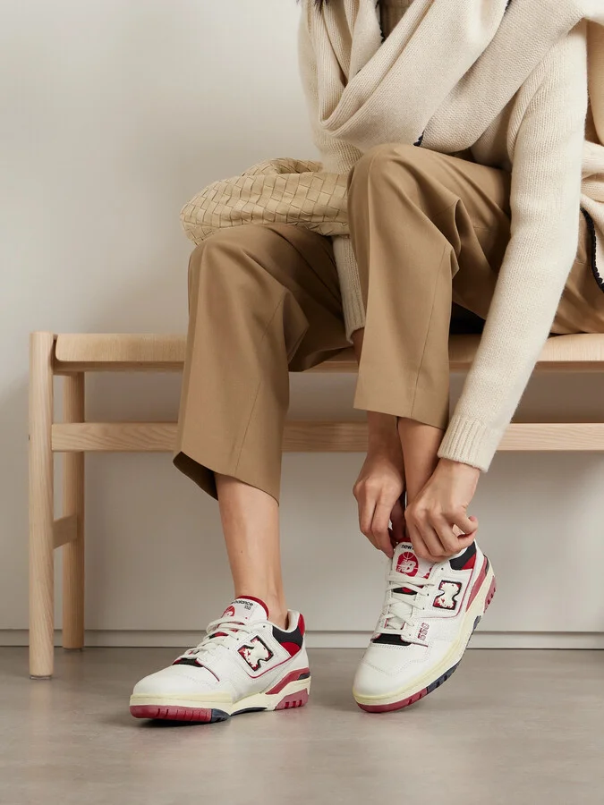 New Balance - 550 Perforated Leather, Suede And Mesh Sneakers - White - Image 2