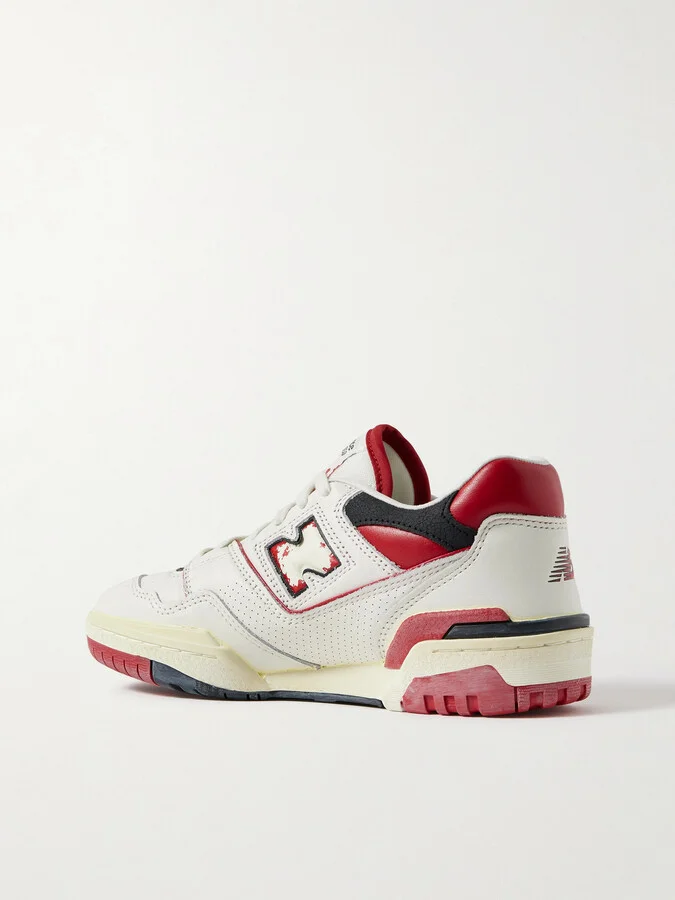 New Balance - 550 Perforated Leather, Suede And Mesh Sneakers - White - Image 3